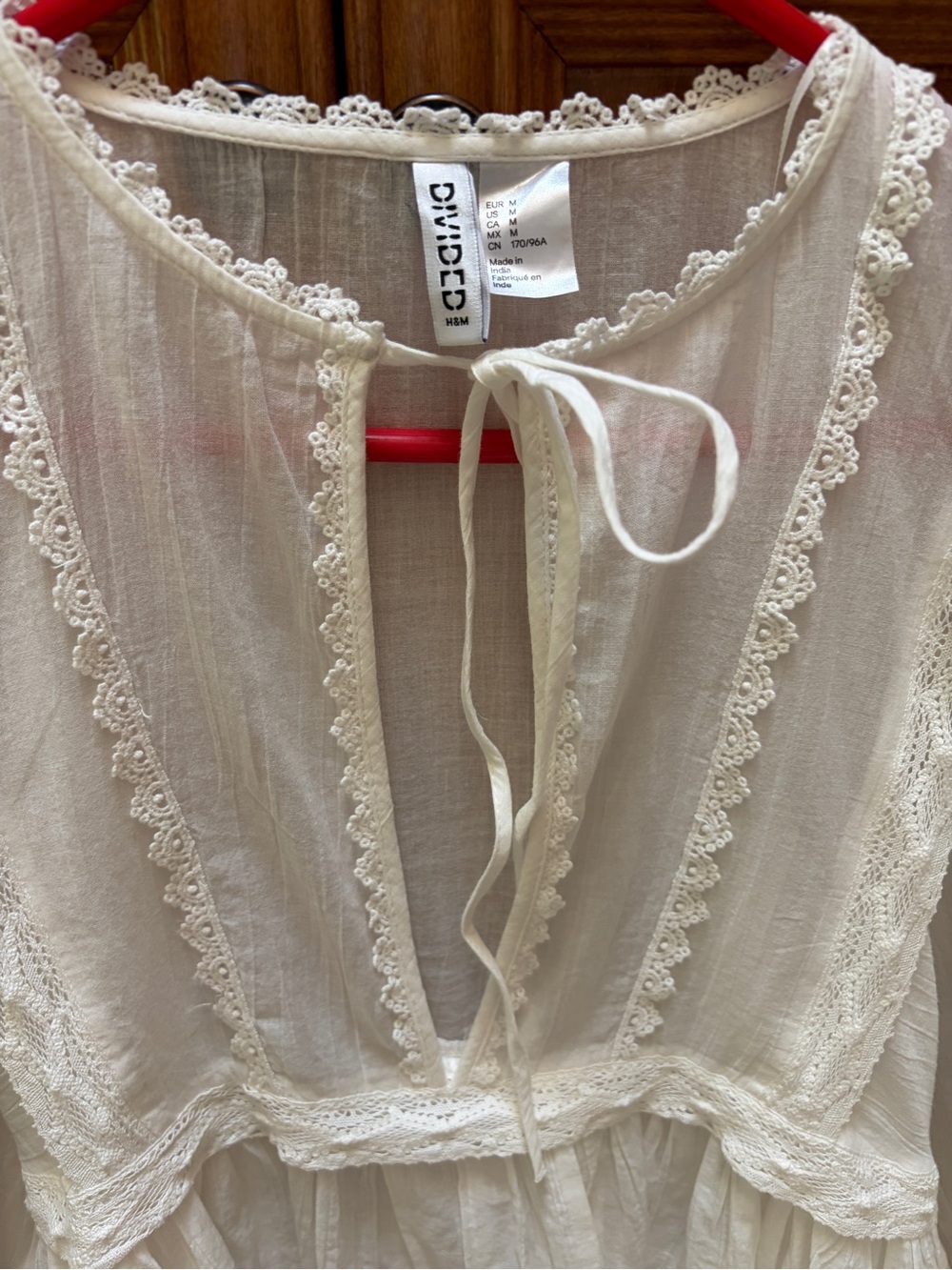 White Lace-Trim Peasant Blouse - Picture 9 of 11